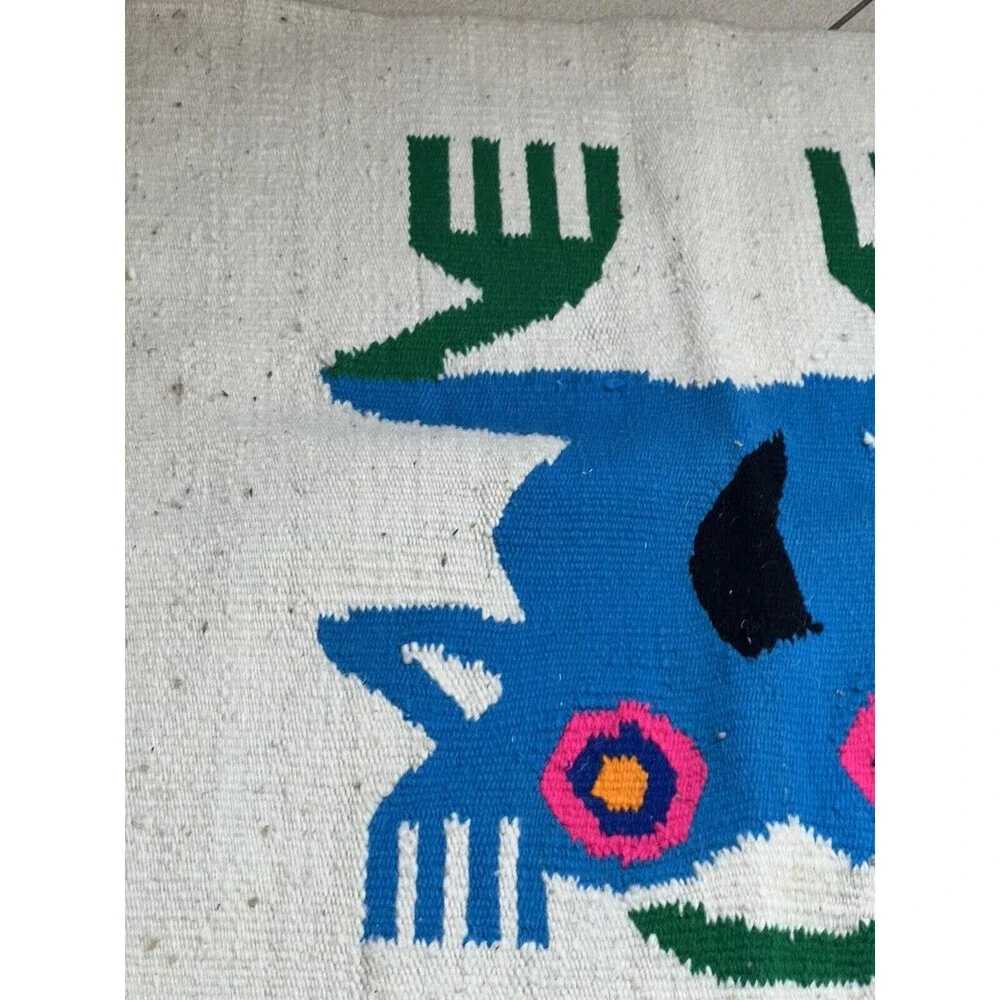 Handwoven Chameleon Lizard Wall Hanging rUG Pink Eyes Reacts With UV Light